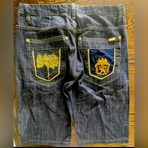 7th38 Men’s Jean Shorts Size 40 Wide Leg With Logos